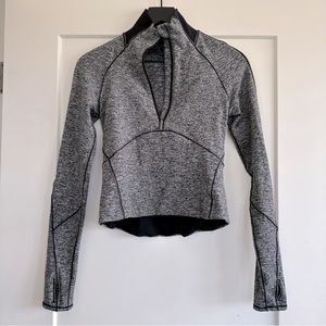 NWOT Lululemon Always Alert Cropped Half Zip Pullover Heather Black Size 2